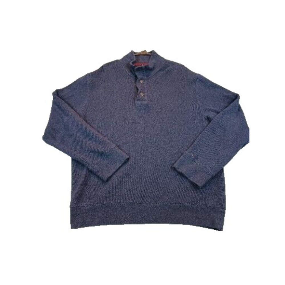 Tommy Hilfiger Men's sweater XL Blue Long Sleeve Pullover 1/4 Zip With Snaps